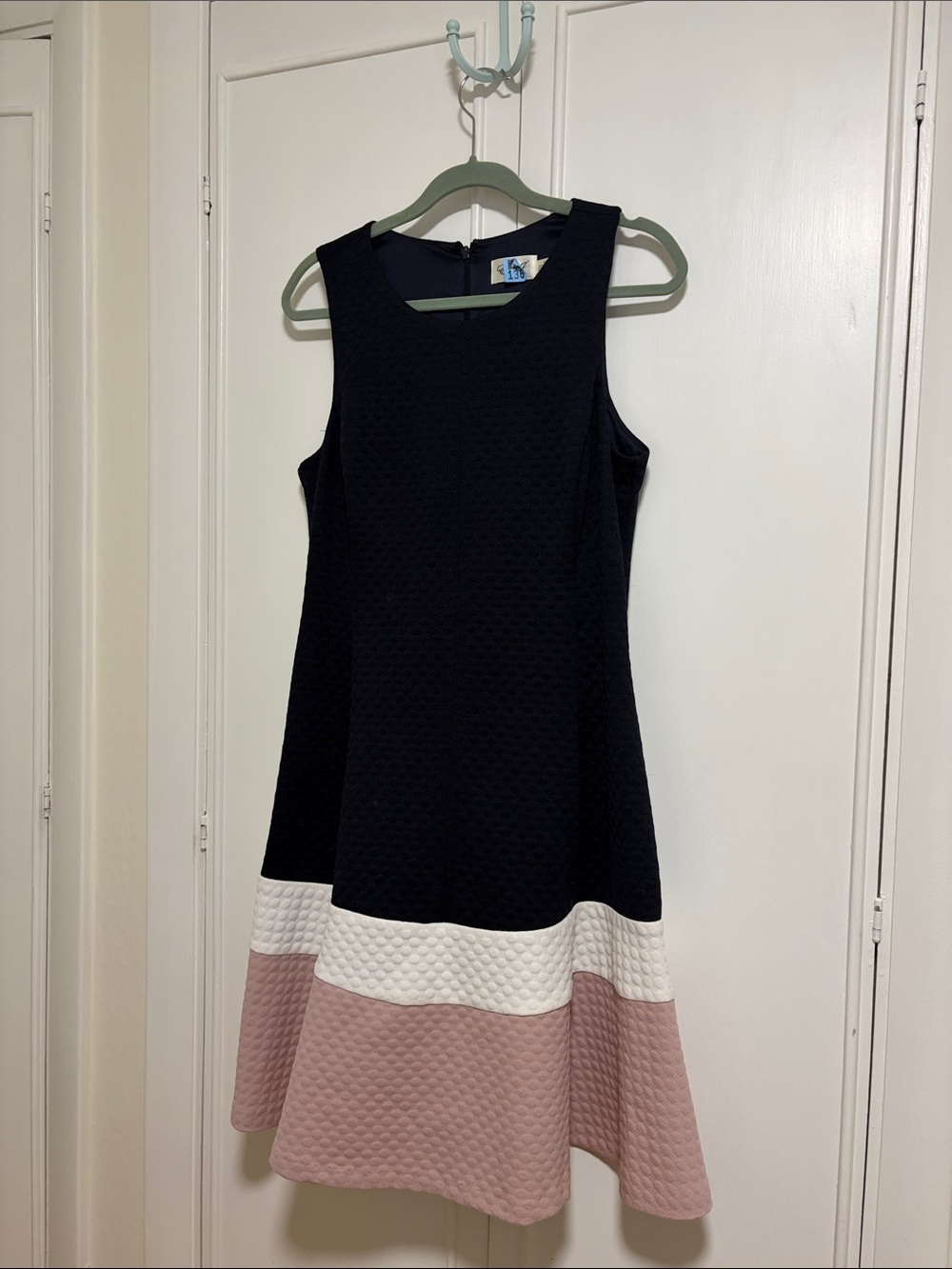 Eliza J Black, White & Dusty Pink Sleeveless A-Line Dress